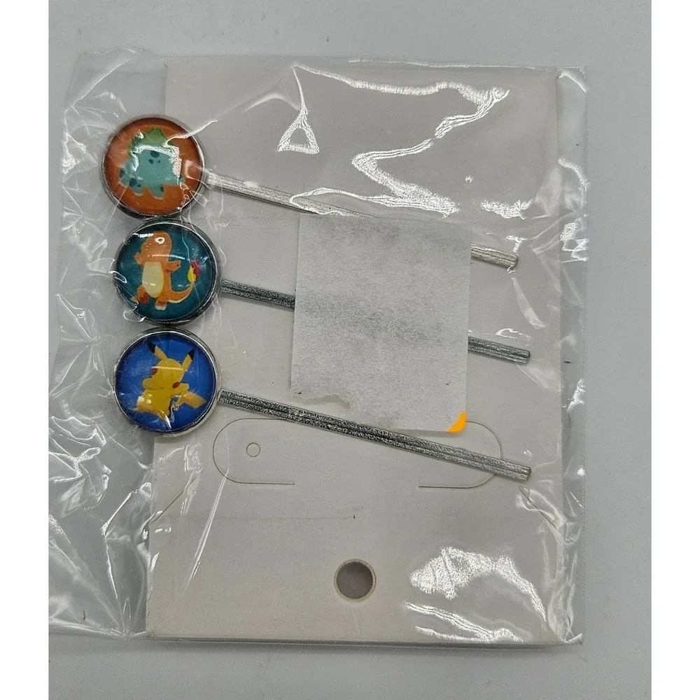 Pokemon Hair Pins Set of 3 Pikachu Charmander Bulbasaur‎ Accessories New